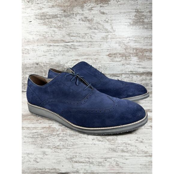 Men\'s Andrew Marc Blue Suede Wingtip Oxfords Sz 13 EUC!